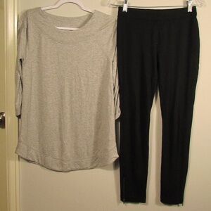 Chico's Gray Long Sleeve Tee & Talbots Leggings